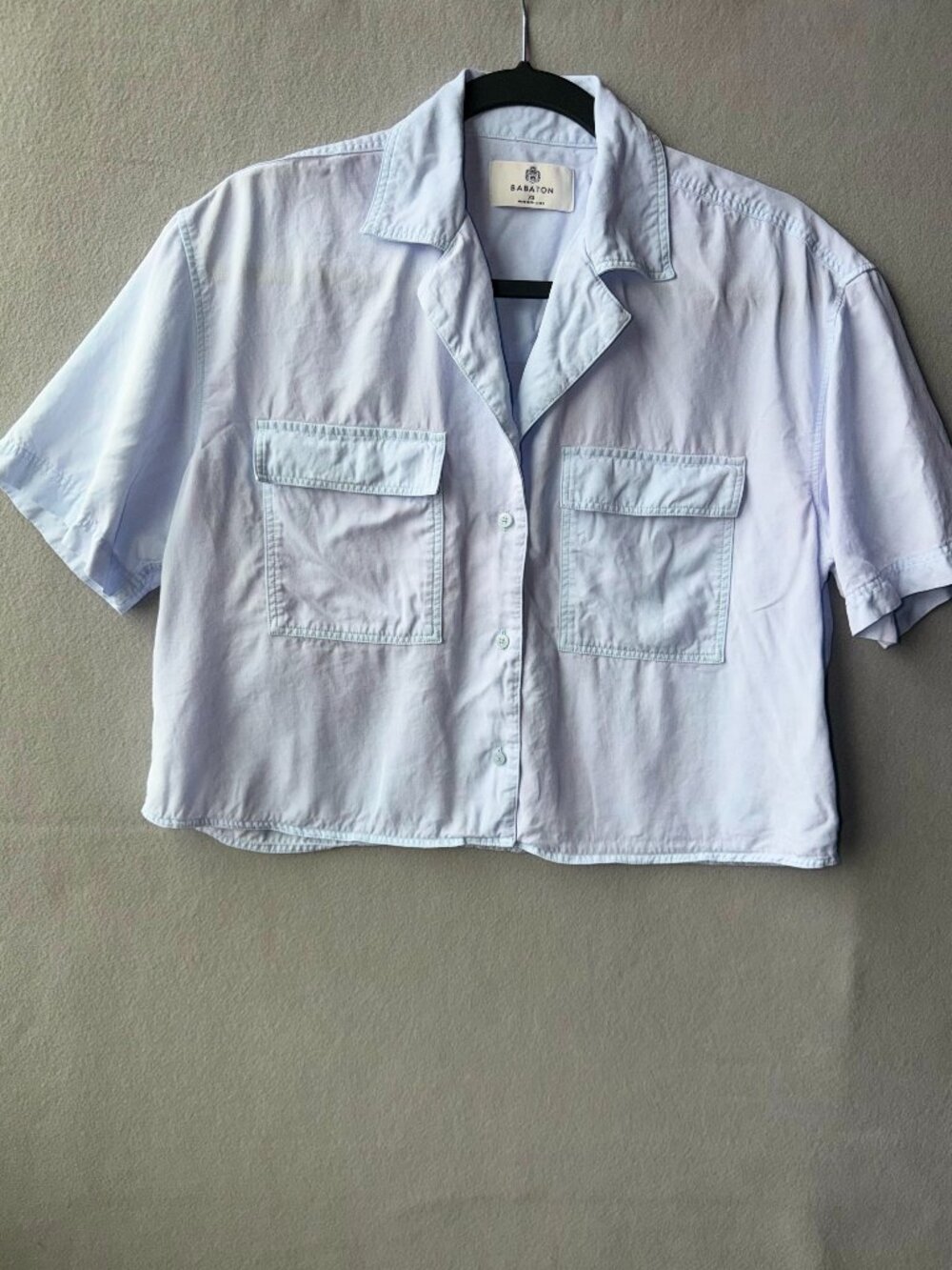 Aritzia Babaton Dottie Shirt XS Light Blue Tencel Lyocell Button Front Blouse - Picture 2 of 8